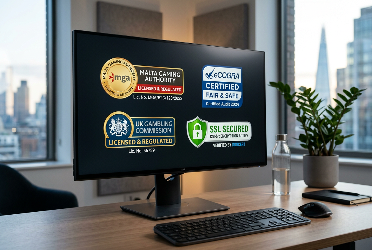 Zabezpieczenia i certyfikaty kasyna online na ekranie