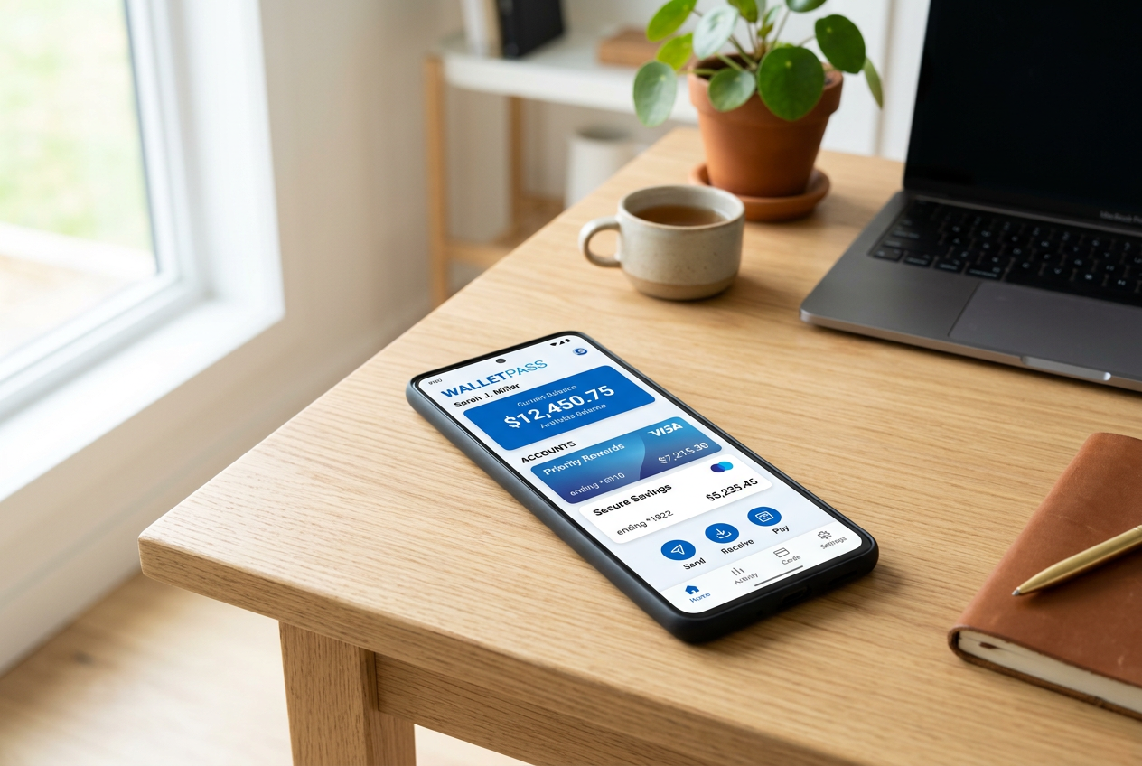 A professional digital payment interface on a modern smartphone.